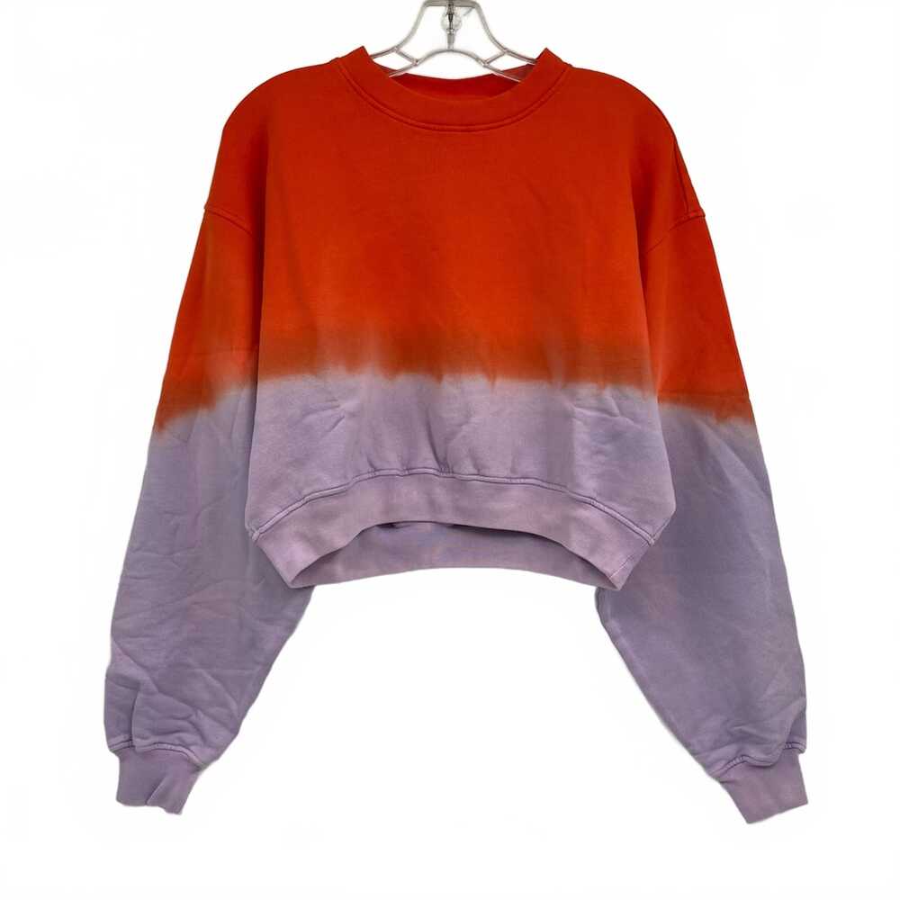 Frame Purple Orange Tie Dye Cropped Crewneck Sweatshirt | Women’s M